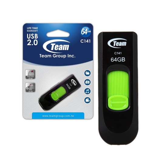 PENDRIVE TEAM GROUP C141 64GB USB 2.0 (TC14164GG01) BLACK